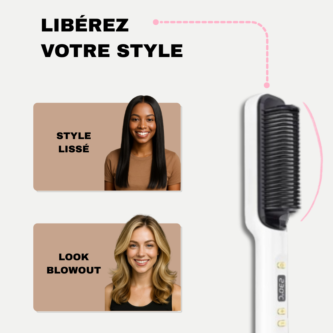 Brushair - Obtenez des cheveux lisses et parfaits comme au salon en seulement 2 minutes !